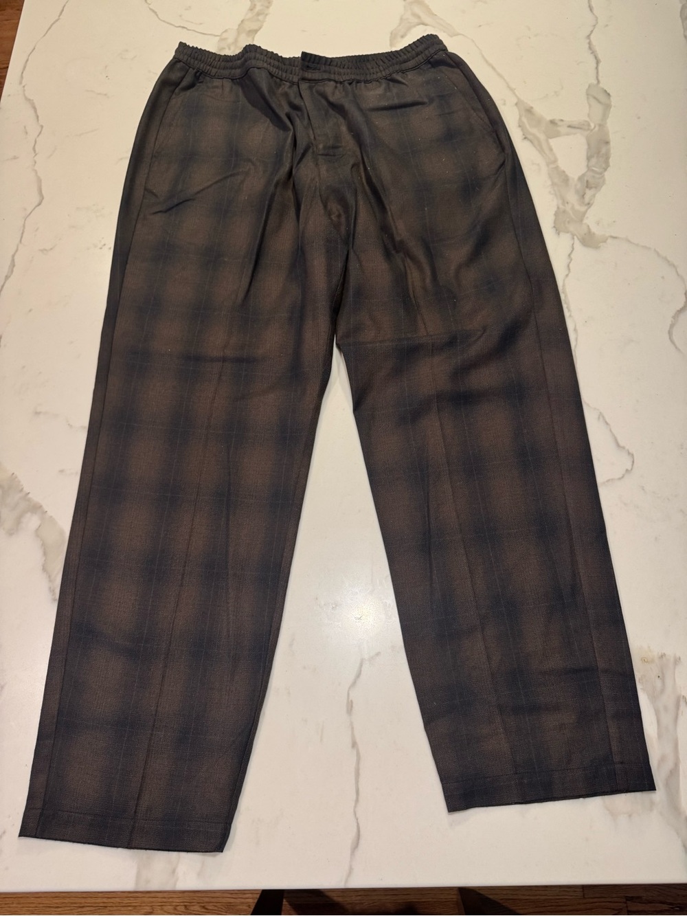 Stussy Black and Brown Plaid Relaxed-Fit Trousers